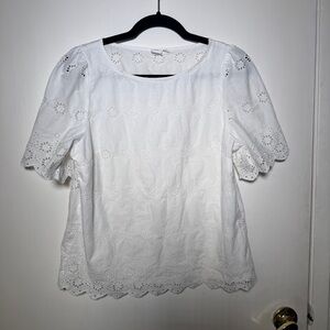 GAP White Eyelet Women's Top Medium Back Detail